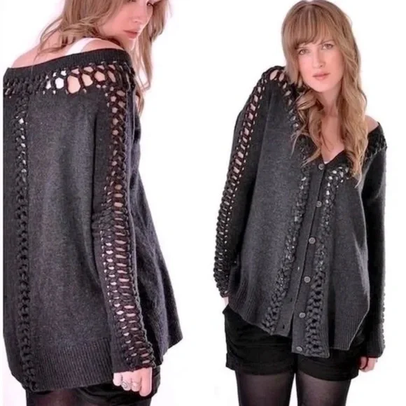 AllSaints Laurentia Braided Cardigan Size 12 - Picture 1 of 12